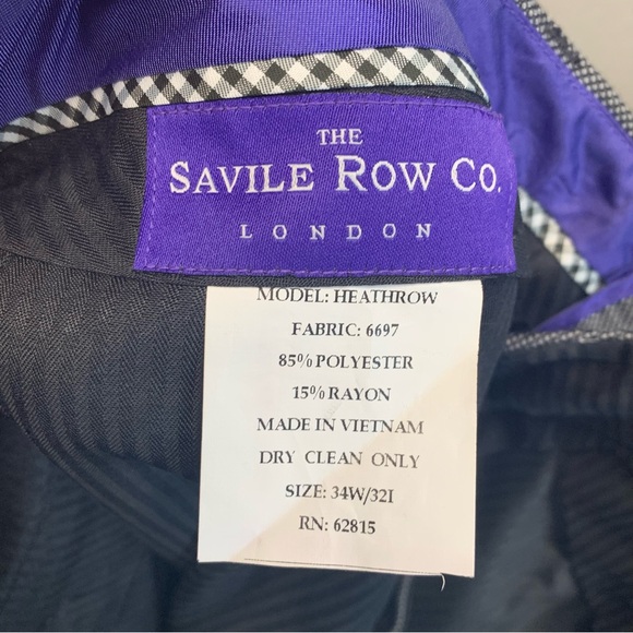 Men’s Savile Row Heathrow Gray Flat Front Dress Pants Sz 34 x 32 New With Tags - Picture 3 of 5
